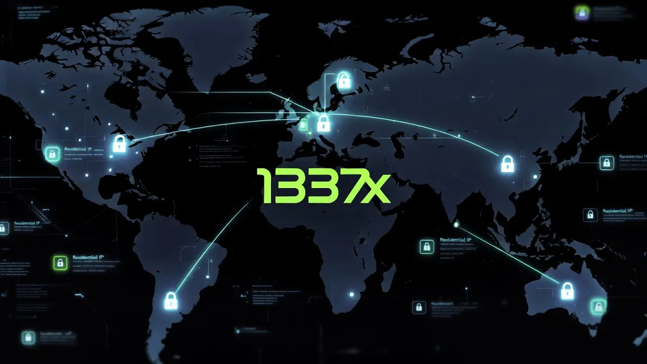 2026 1337x proxy access illustration – residential proxies bypassing geo-blocks