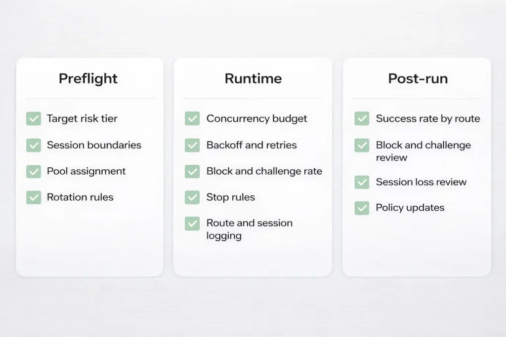 Operational checklist for proxy routing reliability in scraping monitoring and crawling