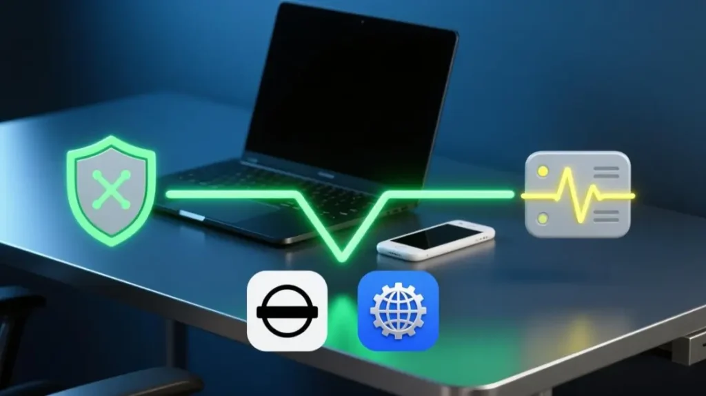 Blocked versus outage decision split with quick checks (private window and DNS)