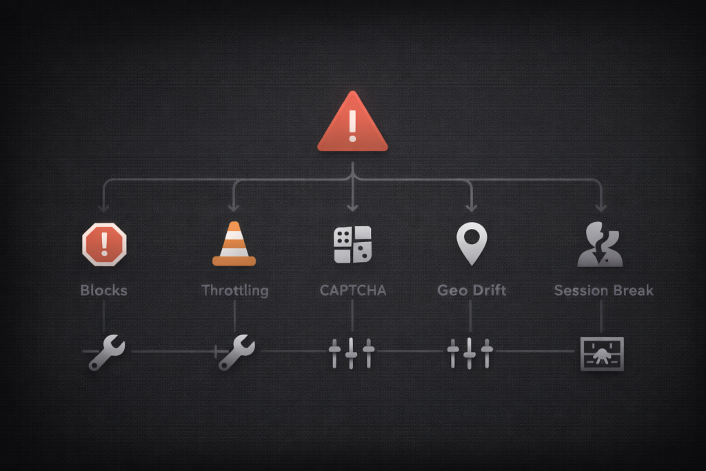 Scraping failure triage map