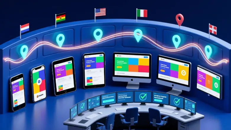 Ads and landing pages checked from many regions using local proxy exits, verifying placement, creatives and targeting without exposing real operator IPs.