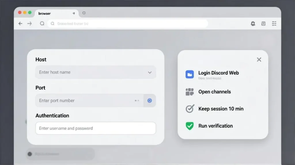 Browser proxy setup for Discord Web with stable session test and verification steps