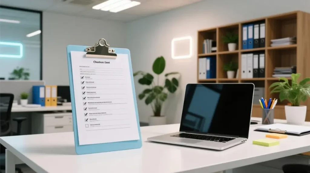Checklist showing proxy governance items like access control, credential rotation, and minimal logging.
