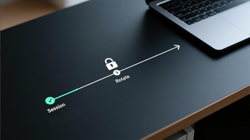 Sticky session timeline showing one exit IP reused over time