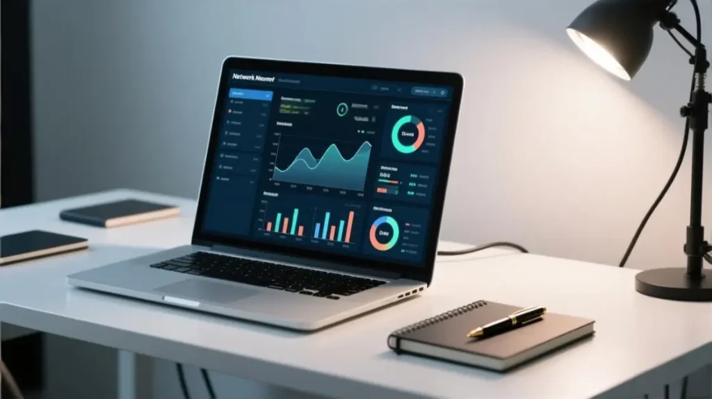 Monitoring dashboard representing proxy pool health checks and routing stability for Reddit workflows