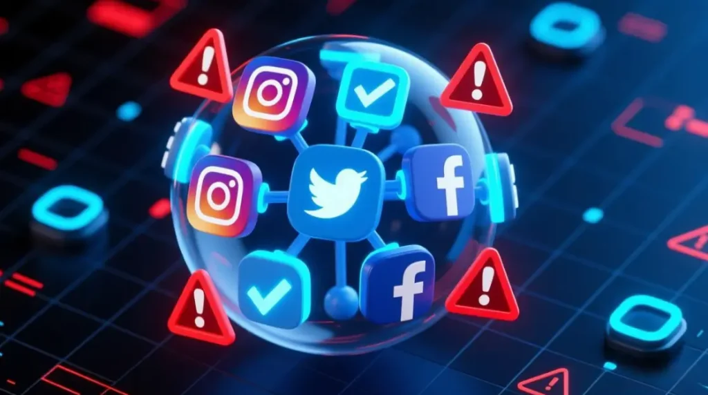 Shared IP ancestry and fingerprint collisions causing cluster-level social media risks.