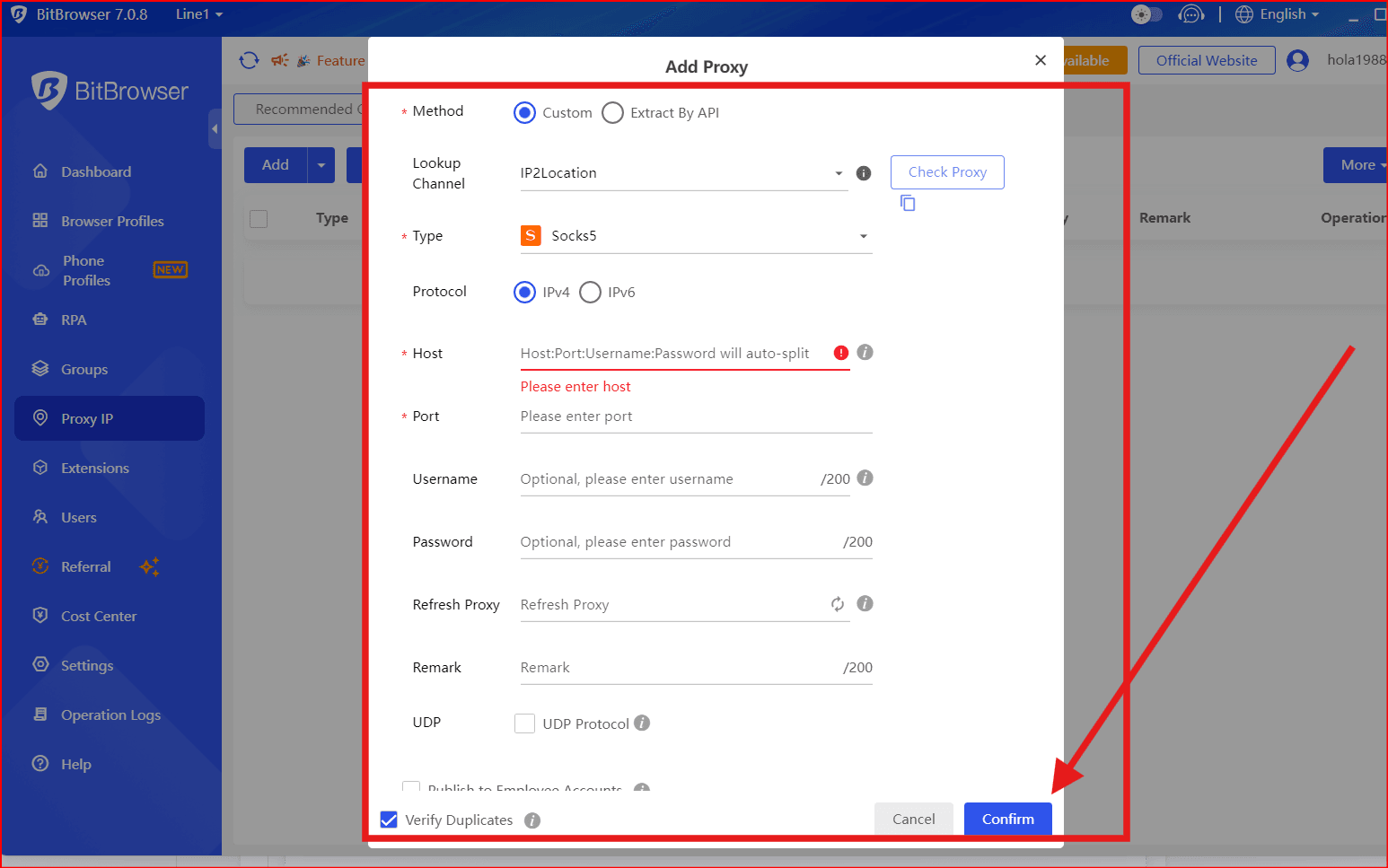 Bit Browser Integration Guide with MaskProxy Bit browser proxy configuration interface diagram