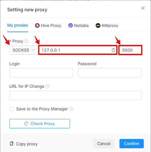 Octo Browser Integration Guide with MaskProxy Octo Browser proxy configuration interface diagram