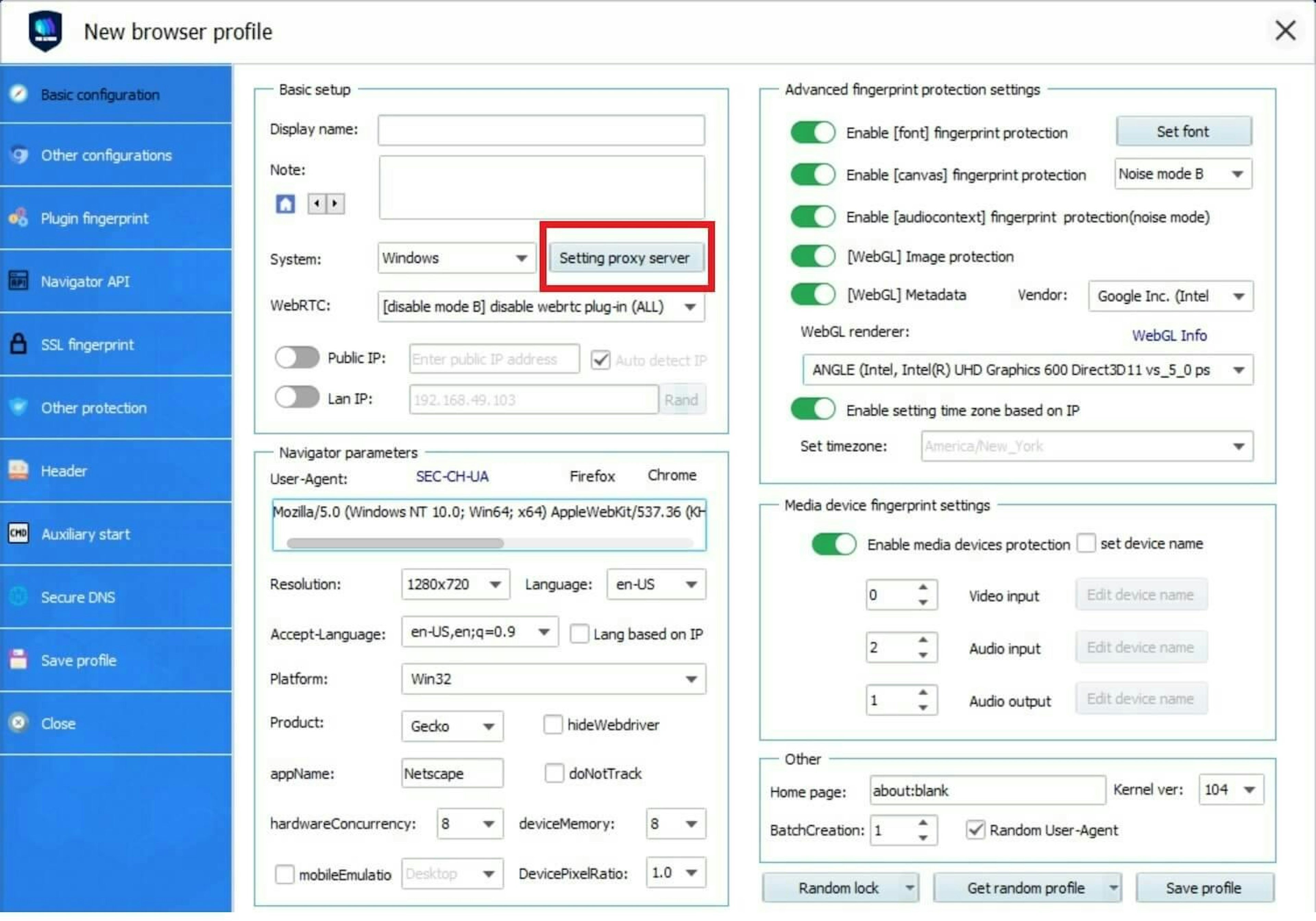 VMLogin Integration Guide with MaskProxy Schematic diagram of VMLogin proxy configuration interface
