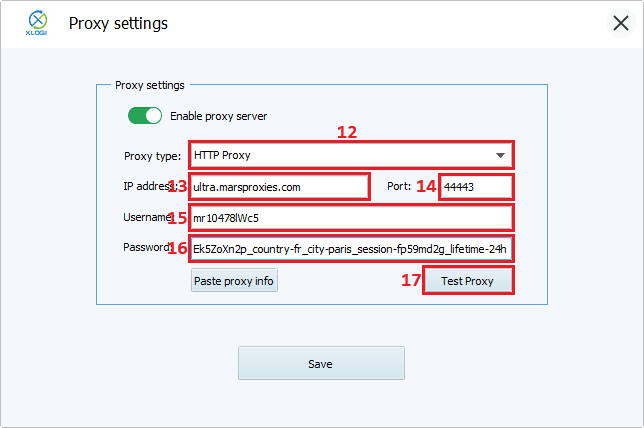 Xlogin proxy configuration interface diagram
