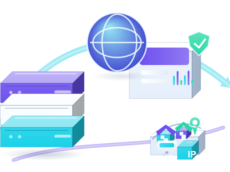 Anzeigenverifizierung Proxys infrastructure illustration