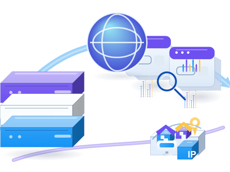 Wettbewerbsverfolgung Proxys infrastructure illustration