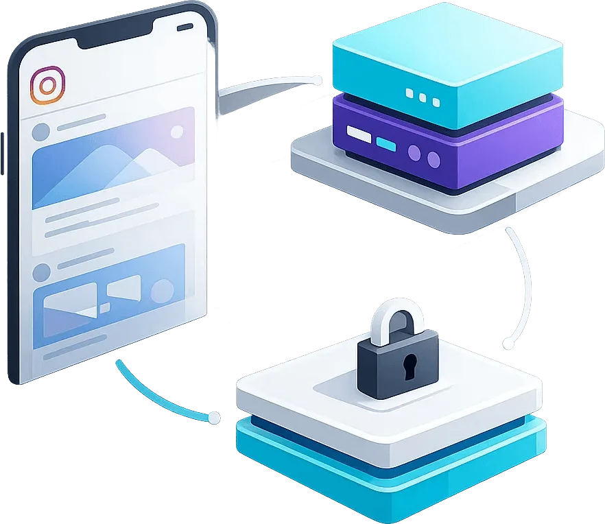Infraestructura de proxy de Instagram con terminales residenciales y móviles de alta velocidad IP