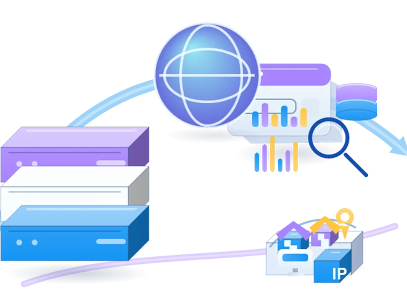 Market Research Tools Proxies infrastructure illustration
