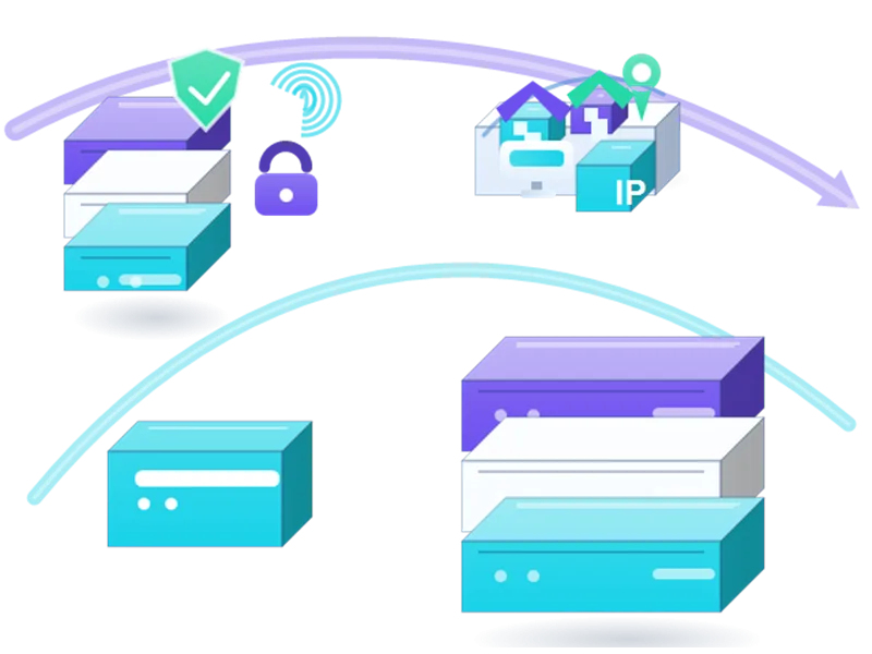 Online-Datenschutz & Sicherheit Proxys infrastructure illustration