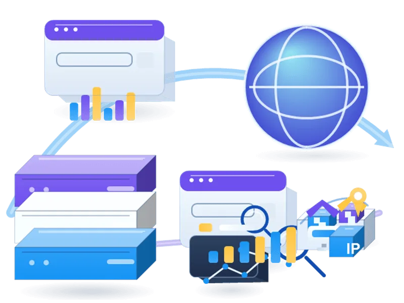 SEO & SERP Tracking Proxies infrastructure illustration