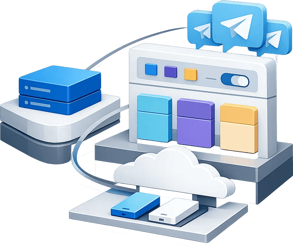 Telegram proxy dashboard showing session stability, success rate, and location targeting
