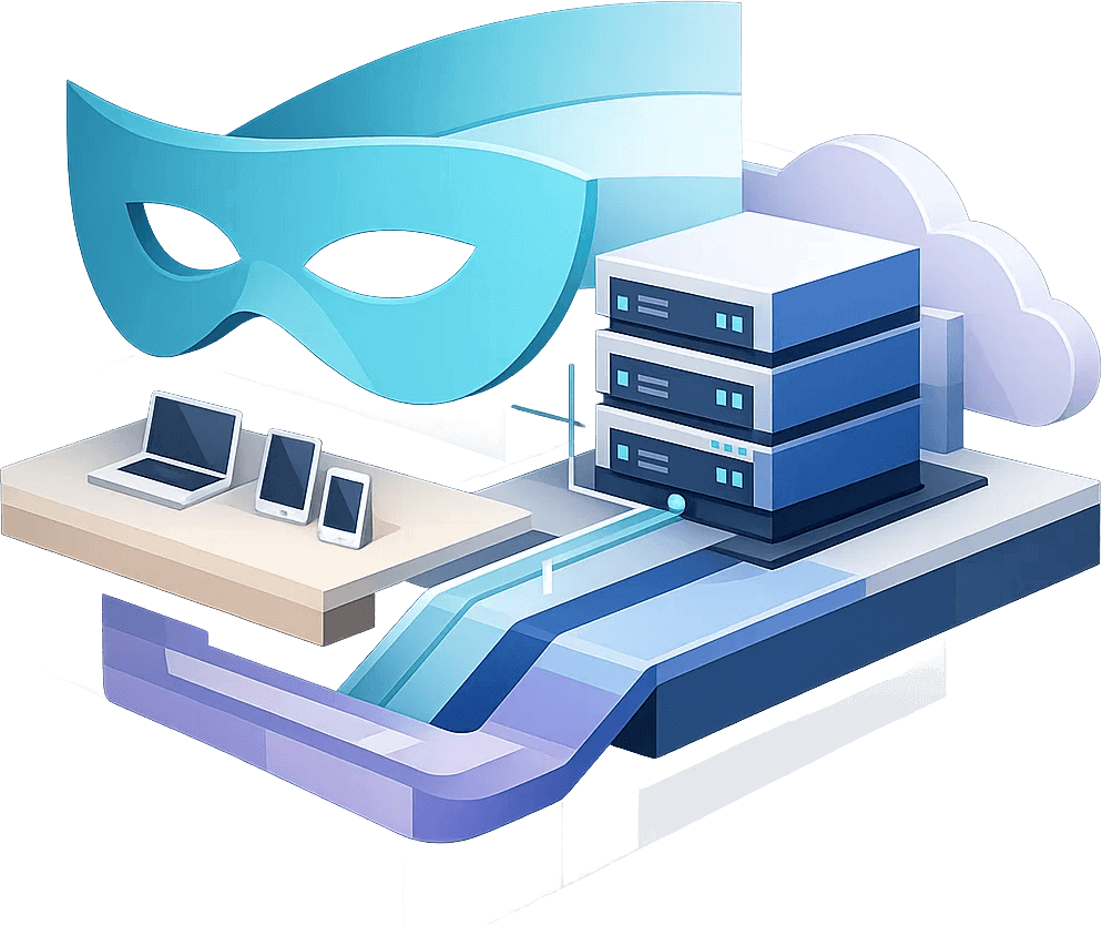 Residential and data center proxy service illustration