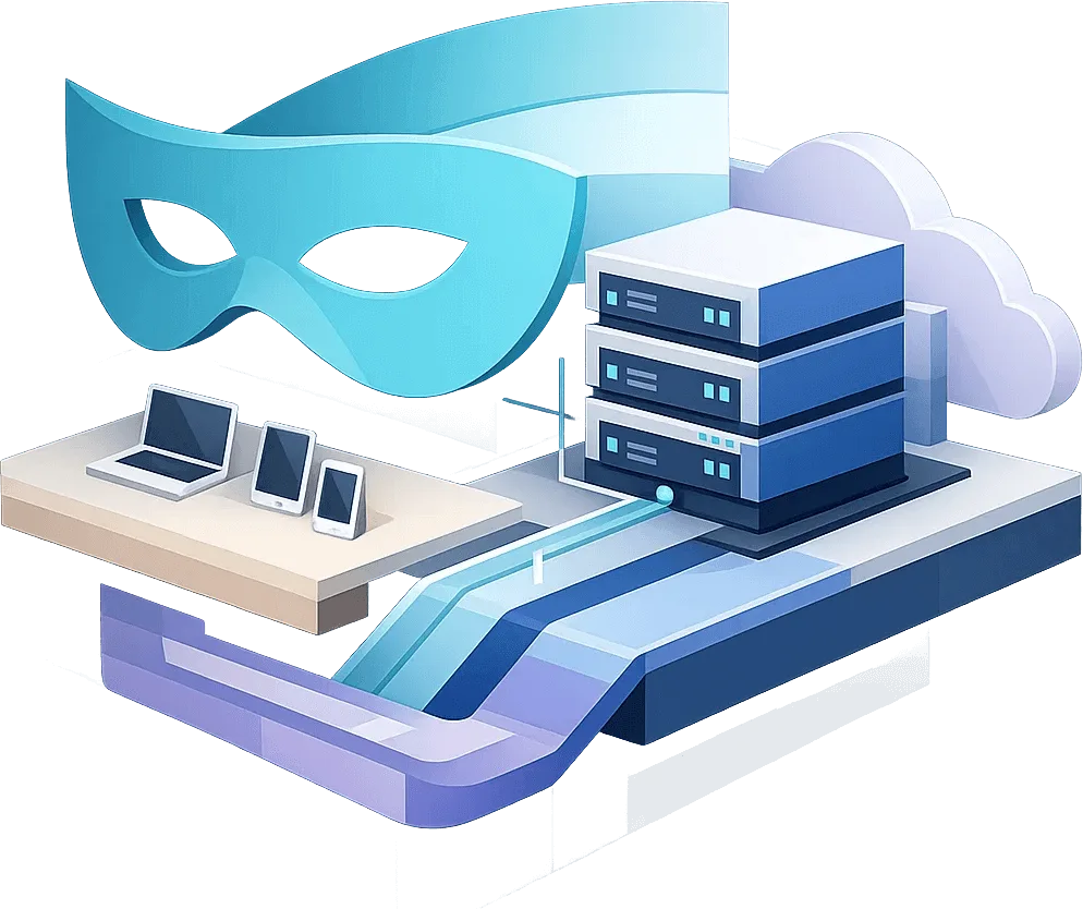 Residential and data center proxy service illustration