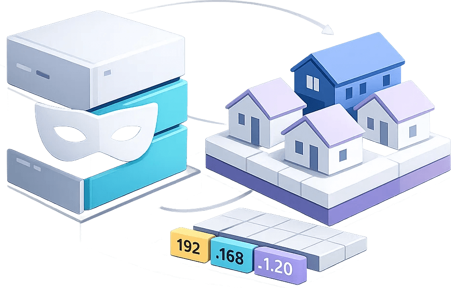 Residential and data center proxy service illustration